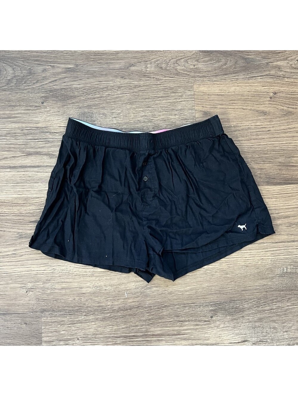 Victoria’s Secret PINK black and rainbow foldover waistband pajama shorts Size S